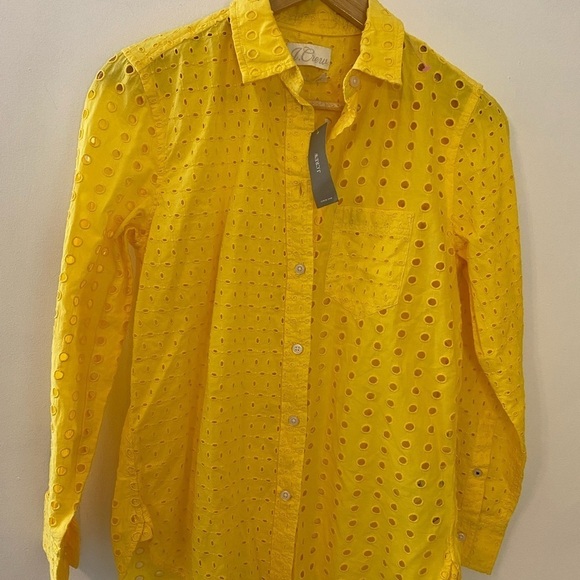 NWT J. Crew Sunny Yellow Eyelet Button Down Shirt - Picture 6 of 8
